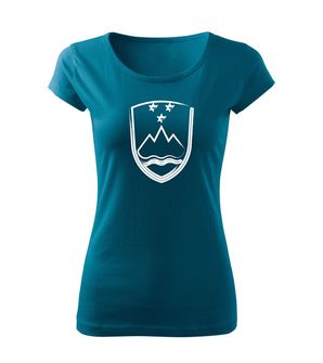 DRAGOWA Women's T -shirt Slovenian character, Petrol Blue