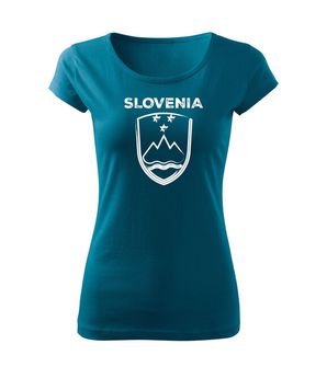 DRAGOWA Women's T -shirt Slovenian character with the inscription, Petrol Blue