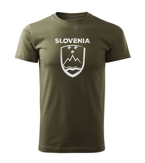 DRAGOWA short T -shirt Slovenian character with the inscription, olive