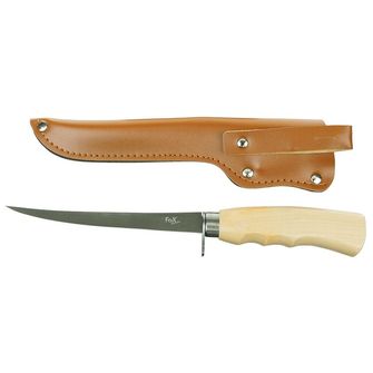 Fox Outdoor Fillet Knife, Classic, birch wood handle, sheath