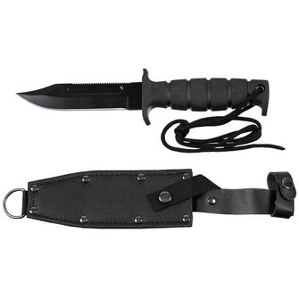 Fox Outdoor Pilot Knife, black, rubber handle, sheath