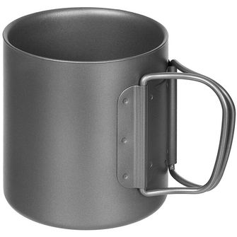 Fox Outdoor Cup, Titanium, folding handles, double-walled, ca. 300 ml