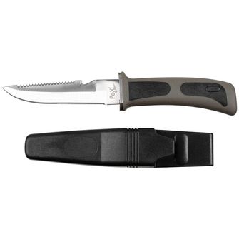 Fox Outdoor Diving Knife, black, rubber handle, sheath