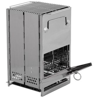 Foxoutdoor cooker, with grate, folding, medium, stainless steel