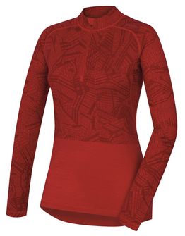 Husky merino thermal underweight women's turtleneck with zip to neck red