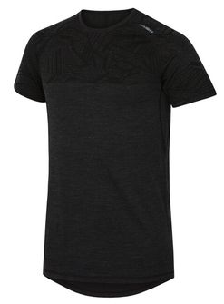 Husky merino thermal underwear men's shirt with short sleeves black