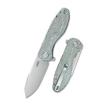 KUBEY Folding knife Master Chief Green & White Damasc. G10
