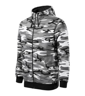 Malfini camo zipper camouflage sweatshirt with hood, Camouflage Gray, 300 g/m²