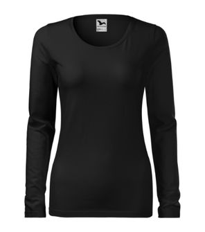 Malfini slim women's t -shirt with long sleeves, black