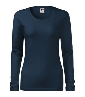 Malfini slim women's t -shirt with long sleeves, dark blue