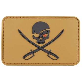 MFH 3D Velcro Skille Skull with sword, Coyote tan