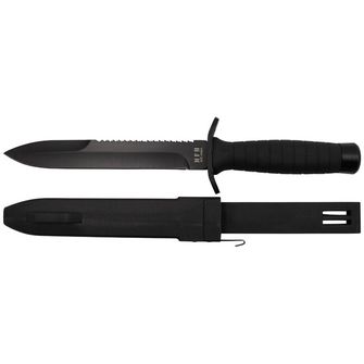 MFH Combat Knife, Strike, black, rubber handle, sheath