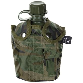 MFH US Plastic Canteen, 1 l, cover, woodland, BPA free
