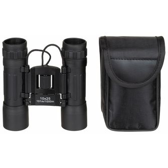 MFH Binocular, foldable, 10 x 25, black, Ruby lense
