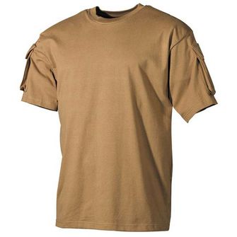 MFH US Coyote T-shirt with Velcro pockets on the sleeves, 170g/m2