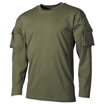 MFH long shirt with velcro pockets on the sleeves olive US, 170g/m2
