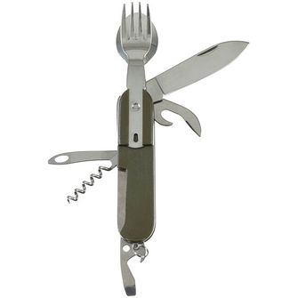 MFH Pocket Knife, OD green, fork and spoon