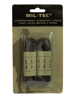 Mil-tec Co waxed laces in shoes, black 140cm