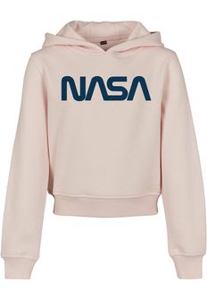 NASA baby cropped sweatshirt with hood, pink