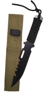 Fixed Blade Knife with Paracord, Black