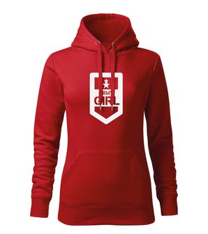 Dragowa women's sweatshirt with hood of Army Girl, red 320g/m2
