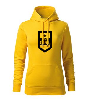 DRAGOWA Women's sweatshirt with hood of Army Girl, yellow 320g/m2