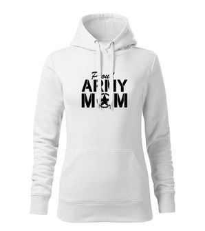 DRAGOWA Women's sweatshirt with hood of Army Mom, white 320g/m2