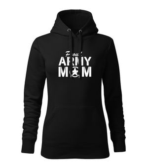 DRAGOWA Women's sweatshirt with hood of Army Mom, black 320g/m2
