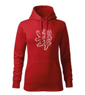 Dragowa women's sweatshirt with hood Czech lion, red 320g/m2