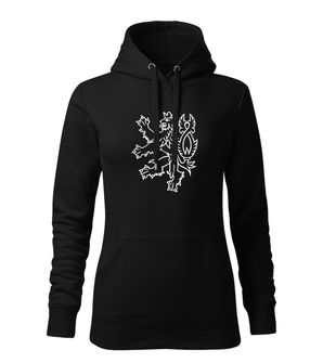 DRAGOWA Women's sweatshirt with hood Czech lion, black 320g/m2