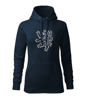 Dragowa women's sweatshirt with hood Czech lion, dark blue 320g/m2