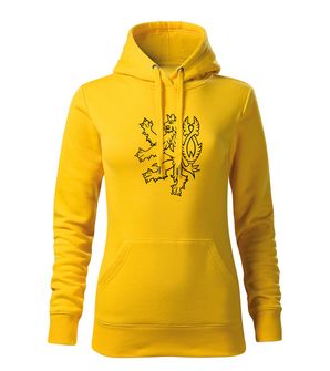 DRAGOWA Women's sweatshirt with hood Czech lion, yellow 320g/m2