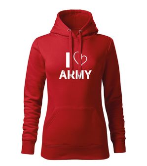 DRAGOWA Women's hooded sweatshirt I Love Army, red 320g/m2