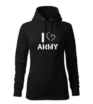DRAGOWA Women's hooded sweatshirt I Love Army, black 320g/m2