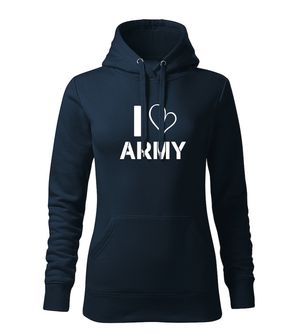 DRAGOWA Women's hooded sweatshirt I Love Army, dark blue 320g/m2