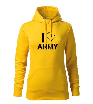 DRAGOWA Women's sweatshirt with hood I love army, yellow 320g/m2