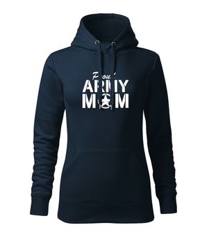 DRAGOWA Women's sweatshirt with hood Proud Army Mom, dark blue 320g/m2