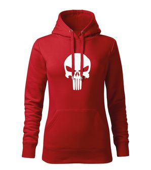 Dragowa women's sweatshirt with hood Punisher, red 320g/m2