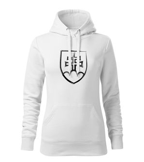 Dragowa women's sweatshirt with hood Slovak emblem, white 320g/m2