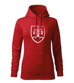 Dragowa women's sweatshirt with hood Slovak emblem, red 320g/m2