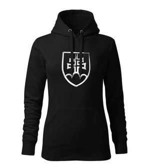 Dragowa women's sweatshirt with hood Slovak emblem, black 320g/m2