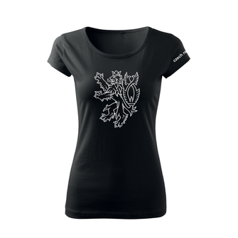 DRAGOWA Women's short T -shirt Czech lion, black 150g/m2