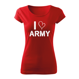 DRAGOWA Women's short T -shirt I Love Army, Red 150g/m2
