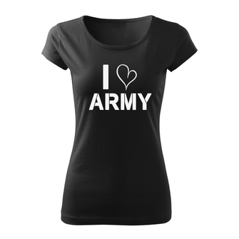 DRAGOWA Women's short T -shirt I Love Army, Black 150g/m2