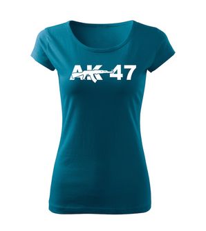 DRAGOWA Women's T-shirt AK-47, Petrol Blue 150g/m2