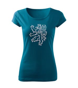 DRAGOWA Women's T -shirt Czech Lion, Petrol Blue 150g/m2