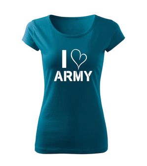 DRAGOWA Women's T -shirt I Love Army, Petrol Blue 150g/m2