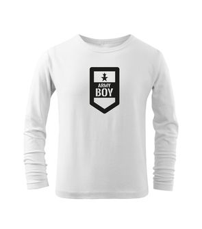 DRAGOWA kids long sleeve t-shirt Army boy, white