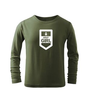DRAGOWA kids long sleeve t-shirt Army girl, olive