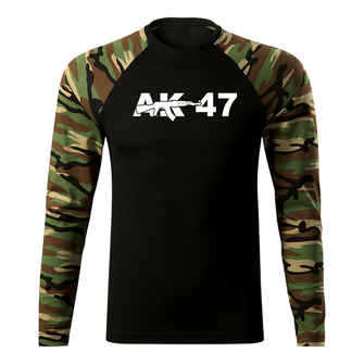 DRAGOWA FIT-T T-shirt with long sleeve AK-47, Woodland 160g/m2